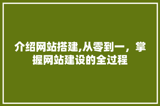 介绍网站搭建,从零到一，掌握网站建设的全过程 介绍网站搭建,从零到一，掌握网站建设的全过程 网站建设公司