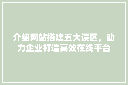 介绍网站搭建五大误区，助力企业打造高效在线平台 介绍网站搭建五大误区，助力企业打造高效在线平台 必应SEO