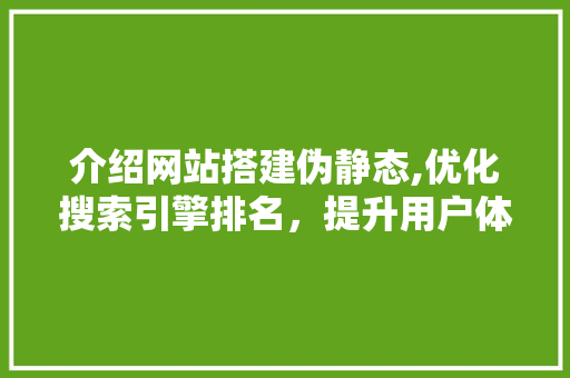 介绍网站搭建伪静态,优化搜索引擎排名，提升用户体验 介绍网站搭建伪静态,优化搜索引擎排名，提升用户体验 必应SEO