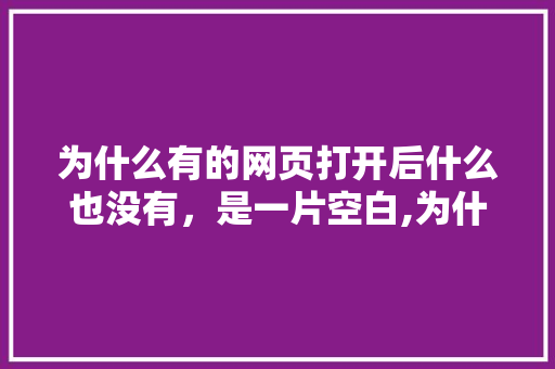 为什么有的网页打开后什么也没有，是一片空白,为什么网页打开空白了。 为什么有的网页打开后什么也没有，是一片空白,为什么网页打开空白了。 网站建设公司