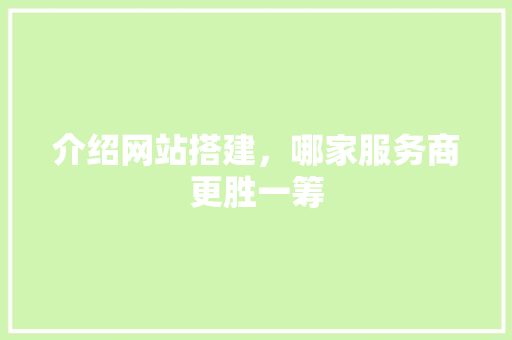 介绍网站搭建，哪家服务商更胜一筹 介绍网站搭建，哪家服务商更胜一筹 网站建设公司