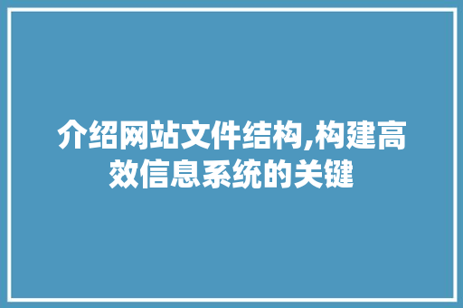 介绍网站文件结构,构建高效信息系统的关键