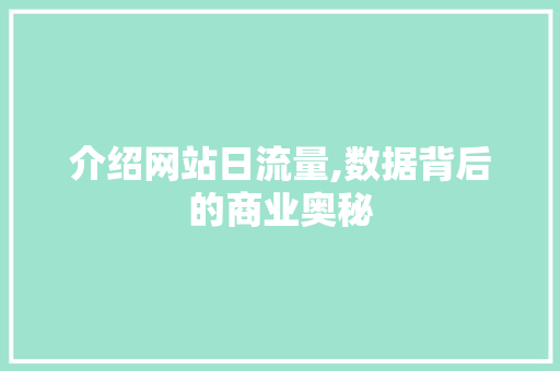 介绍网站日流量,数据背后的商业奥秘 介绍网站日流量,数据背后的商业奥秘 SEO关键词