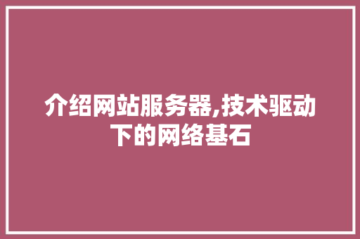 介绍网站服务器,技术驱动下的网络基石 介绍网站服务器,技术驱动下的网络基石 SEO关键词