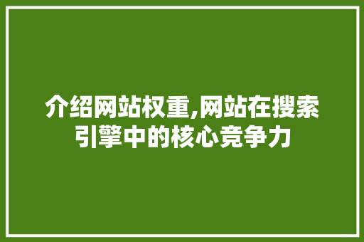 介绍网站权重,网站在搜索引擎中的核心竞争力 介绍网站权重,网站在搜索引擎中的核心竞争力 SEO关键词
