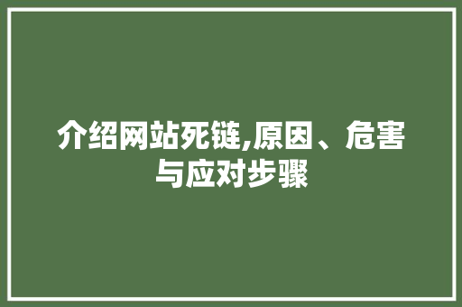介绍网站死链,原因、危害与应对步骤