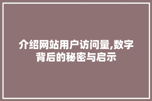 介绍网站用户访问量,数字背后的秘密与启示 介绍网站用户访问量,数字背后的秘密与启示 搜狗SEO