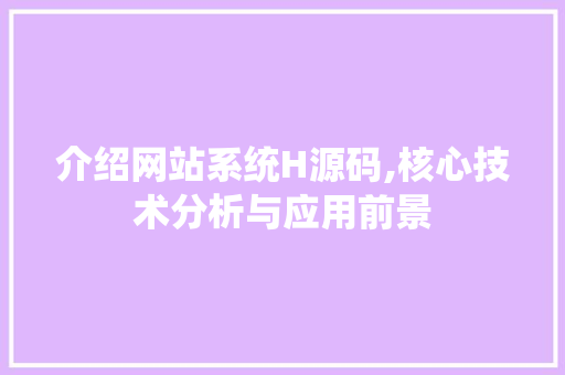 介绍网站系统H源码,核心技术分析与应用前景