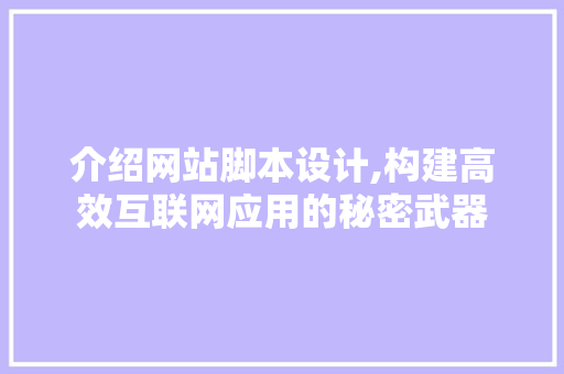 介绍网站脚本设计,构建高效互联网应用的秘密武器 介绍网站脚本设计,构建高效互联网应用的秘密武器 百度SEO