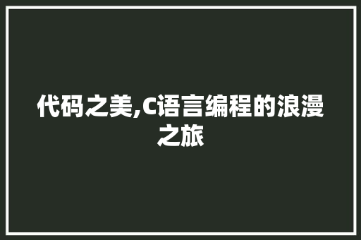 代码之美,C语言编程的浪漫之旅 代码之美,C语言编程的浪漫之旅 网站建设公司