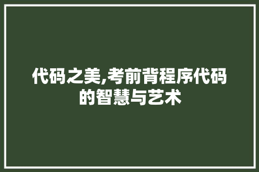 代码之美,考前背程序代码的智慧与艺术 代码之美,考前背程序代码的智慧与艺术 必应SEO