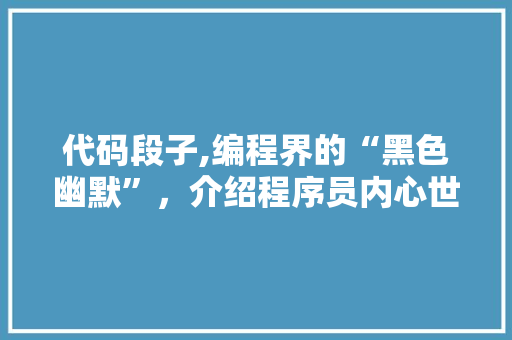 代码段子,编程界的“黑色幽默”，介绍程序员内心世界 代码段子,编程界的“黑色幽默”，介绍程序员内心世界 网站建设公司