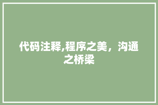 代码注释,程序之美，沟通之桥梁 代码注释,程序之美，沟通之桥梁 网站建设公司