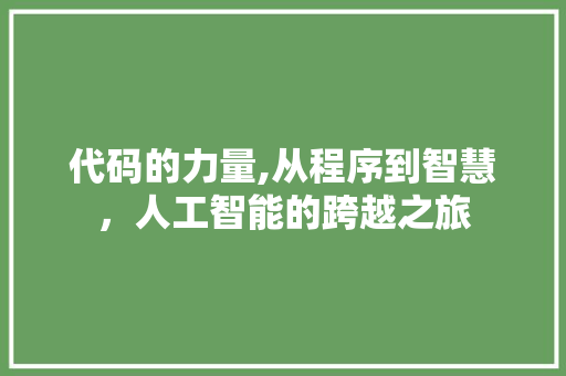 代码的力量,从程序到智慧，人工智能的跨越之旅 代码的力量,从程序到智慧，人工智能的跨越之旅 百度SEO