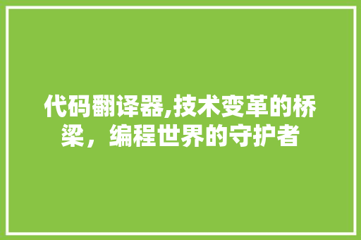 代码翻译器,技术变革的桥梁，编程世界的守护者 代码翻译器,技术变革的桥梁，编程世界的守护者 必应SEO