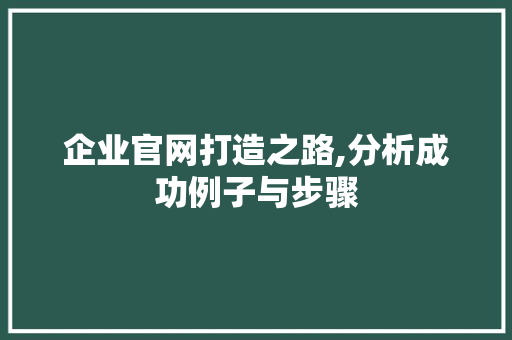企业官网打造之路,分析成功例子与步骤 企业官网打造之路,分析成功例子与步骤 必应SEO