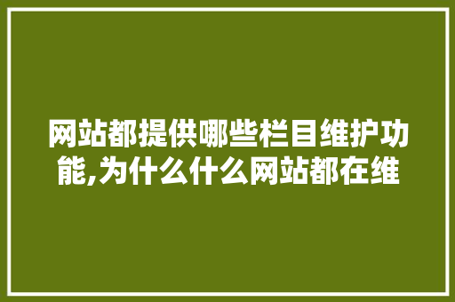 网站都提供哪些栏目维护功能,为什么什么网站都在维护中。 网站都提供哪些栏目维护功能,为什么什么网站都在维护中。 网站建设公司