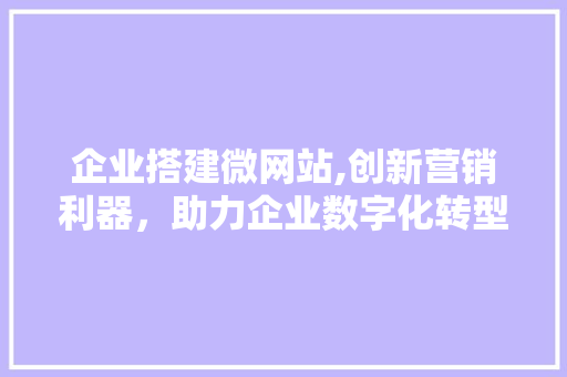 企业搭建微网站,创新营销利器，助力企业数字化转型