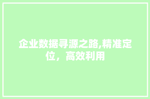 企业数据寻源之路,精准定位，高效利用