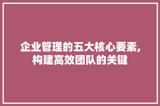 企业管理的五大核心要素,构建高效团队的关键