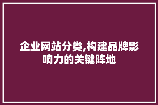 企业网站分类,构建品牌影响力的关键阵地 企业网站分类,构建品牌影响力的关键阵地 神马SEO