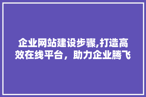 企业网站建设步骤,打造高效在线平台，助力企业腾飞 企业网站建设步骤,打造高效在线平台，助力企业腾飞 SEO关键词