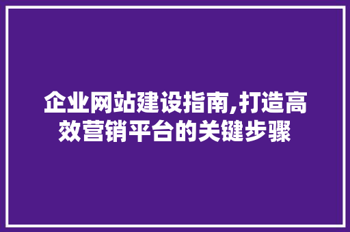 企业网站建设指南,打造高效营销平台的关键步骤 企业网站建设指南,打造高效营销平台的关键步骤 SEO关键词