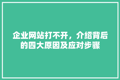 企业网站打不开，介绍背后的四大原因及应对步骤 企业网站打不开，介绍背后的四大原因及应对步骤 必应SEO