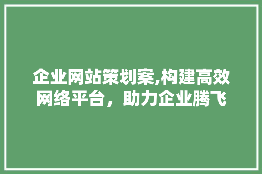 企业网站策划案,构建高效网络平台，助力企业腾飞 企业网站策划案,构建高效网络平台，助力企业腾飞 搜狗SEO