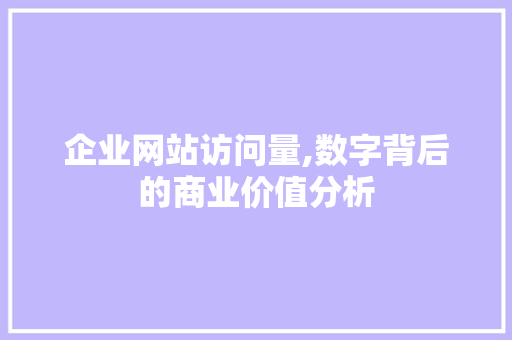 企业网站访问量,数字背后的商业价值分析 企业网站访问量,数字背后的商业价值分析 百度SEO