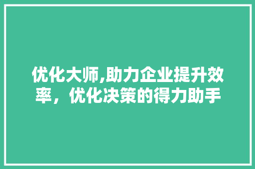 优化大师,助力企业提升效率，优化决策的得力助手 优化大师,助力企业提升效率，优化决策的得力助手 必应SEO