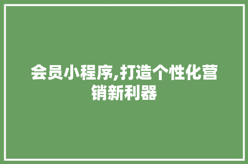 会员小程序,打造个性化营销新利器 会员小程序,打造个性化营销新利器 SEO关键词