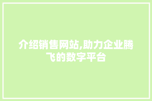 介绍销售网站,助力企业腾飞的数字平台 介绍销售网站,助力企业腾飞的数字平台 百度SEO