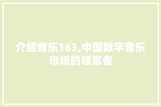 介绍音乐163,中国数字音乐市场的领军者 介绍音乐163,中国数字音乐市场的领军者 必应SEO
