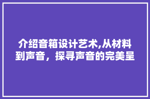 介绍音箱设计艺术,从材料到声音，探寻声音的完美呈现 介绍音箱设计艺术,从材料到声音，探寻声音的完美呈现 必应SEO