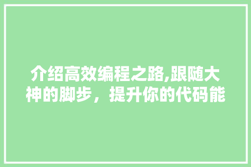 介绍高效编程之路,跟随大神的脚步，提升你的代码能力 介绍高效编程之路,跟随大神的脚步，提升你的代码能力 神马SEO