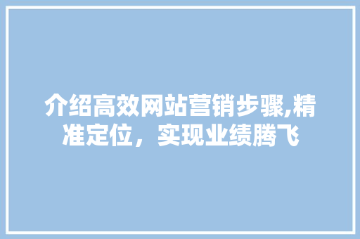 介绍高效网站营销步骤,精准定位，实现业绩腾飞 介绍高效网站营销步骤,精准定位，实现业绩腾飞 必应SEO