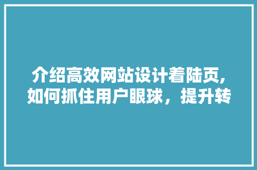 介绍高效网站设计着陆页,如何抓住用户眼球，提升转化率