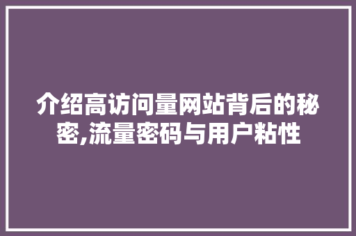 介绍高访问量网站背后的秘密,流量密码与用户粘性 介绍高访问量网站背后的秘密,流量密码与用户粘性 百度SEO