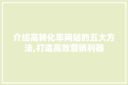 介绍高转化率网站的五大方法,打造高效营销利器 介绍高转化率网站的五大方法,打造高效营销利器 SEO关键词