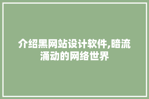 介绍黑网站设计软件,暗流涌动的网络世界 介绍黑网站设计软件,暗流涌动的网络世界 必应SEO