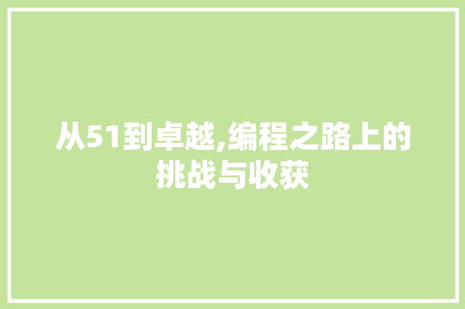 从51到卓越,编程之路上的挑战与收获 从51到卓越,编程之路上的挑战与收获 百度SEO