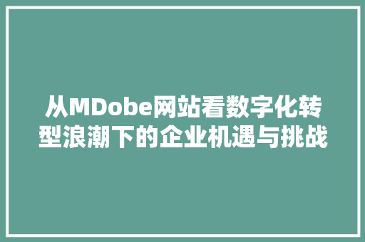 从MDobe网站看数字化转型浪潮下的企业机遇与挑战 从MDobe网站看数字化转型浪潮下的企业机遇与挑战 网站建设公司