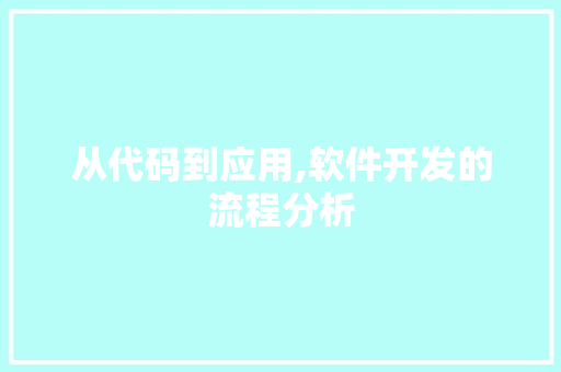 从代码到应用,软件开发的流程分析 从代码到应用,软件开发的流程分析 必应SEO