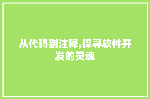 从代码到注释,探寻软件开发的灵魂 从代码到注释,探寻软件开发的灵魂 搜狗SEO