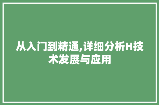 从入门到精通,详细分析H技术发展与应用 从入门到精通,详细分析H技术发展与应用 百度SEO