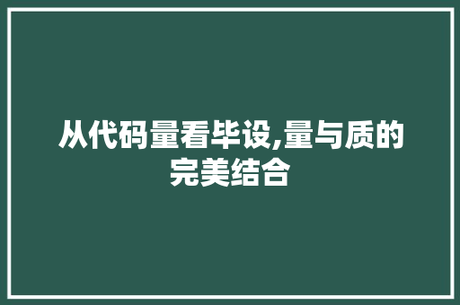 从代码量看毕设,量与质的完美结合 从代码量看毕设,量与质的完美结合 神马SEO