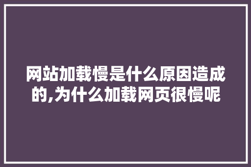 网站加载慢是什么原因造成的,为什么加载网页很慢呢。 网站加载慢是什么原因造成的,为什么加载网页很慢呢。 必应SEO