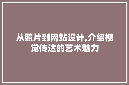 从照片到网站设计,介绍视觉传达的艺术魅力 从照片到网站设计,介绍视觉传达的艺术魅力 神马SEO
