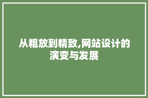 从粗放到精致,网站设计的演变与发展 从粗放到精致,网站设计的演变与发展 SEO关键词